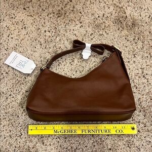Time and Tru Brown Shoulder Bag with Crescent Shape